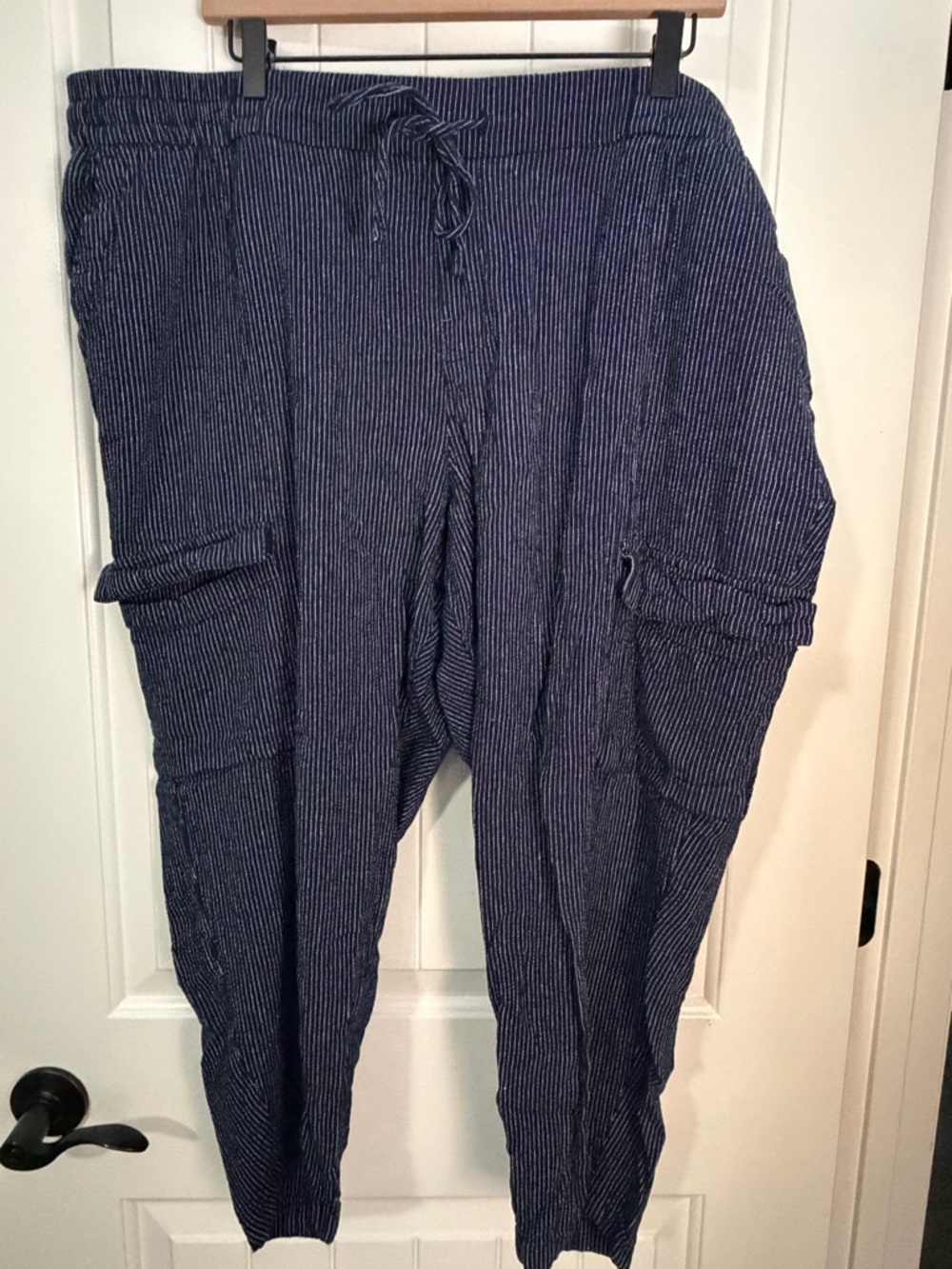 Old Navy Navy Pinstripe Cargo Joggers